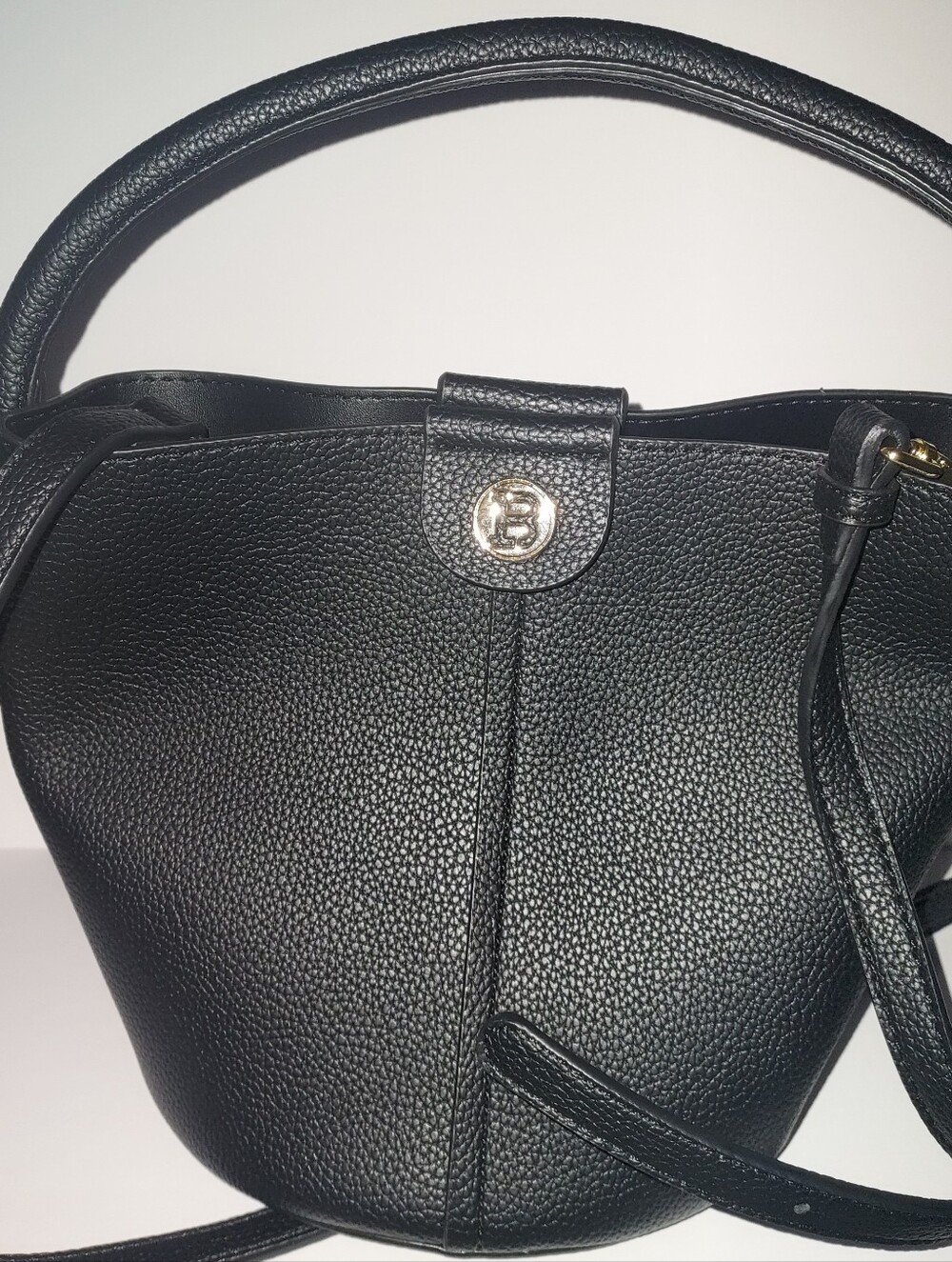 Black Pebbled Leather Shoulder Bag - Unbranded